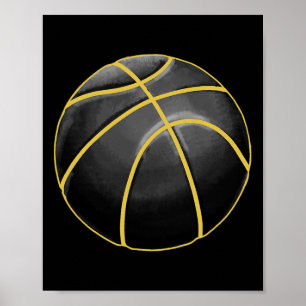 Affiche Basket-ball Illustration Black Gold Ball Design St