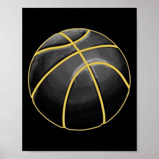 Affiche Basket-ball Illustration Black Gold Ball Design St (Devant)