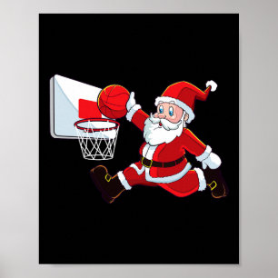 Affiche Basket-ball Noël Père Noël Chelem Dunk Hommes Garç