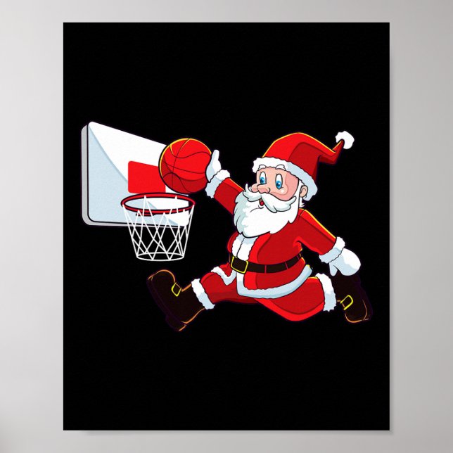 Affiche Basket-ball Noël Père Noël Chelem Dunk Hommes Garç (Devant)