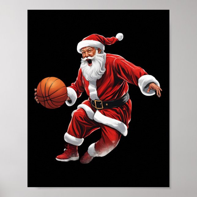 Affiche Basket-ball Père Noël Slam Dunk Vilain Noël (Devant)