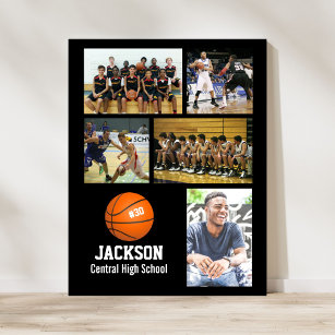 Affiche Basket-ball personnalisé Photo Collage Nom de l'éq