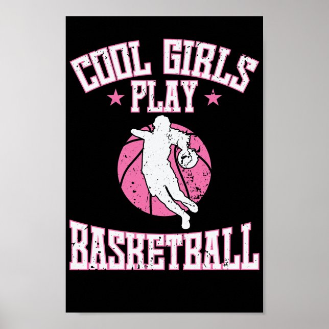 Affiche Basket-ball pour filles "Cool Girls play Basket (Devant)