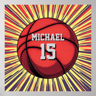 Affiche Basket-ball Votre nom Pop Art