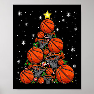 Affiche Basket-ball Xmas Tree Lights Père Noël Basket-ball