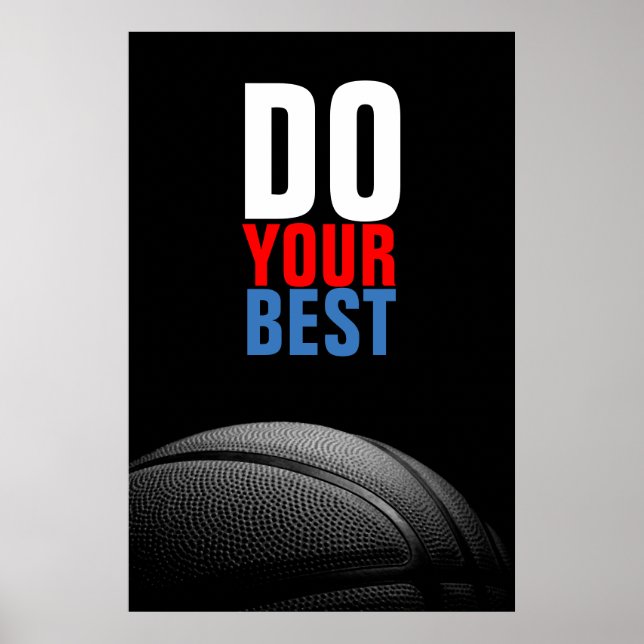 Affiche Basket Blancs Noir Faites Votre Meilleur Inspirati (Devant)