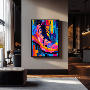 Affiche Basket Expressionniste Géométrique, Art de Rue Vib