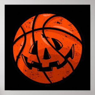Affiche Basket Jack-o'-lantern Grunge Halloween Citrouille