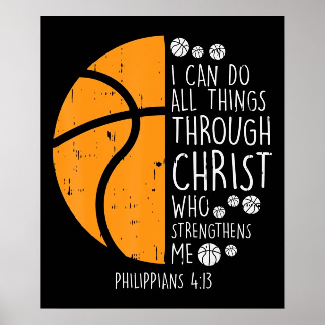 Affiche Basket Je Peux Faire Des Choses Bible Verse Dieu J (Devant)