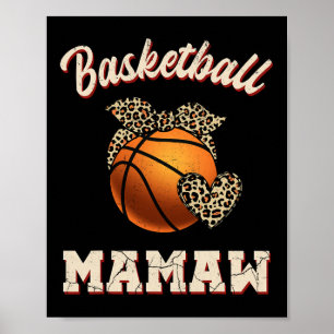 Affiche Basket Mamaw Bandana Leopard Coeur fans Mère