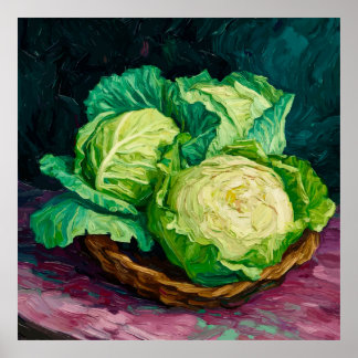Affiche Basket with Cabbages After Van Gogh