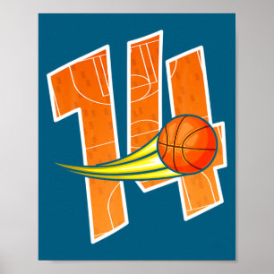 Affiche Basketball 14e Anniversaire J'ai 14 Ans Enfants Ne