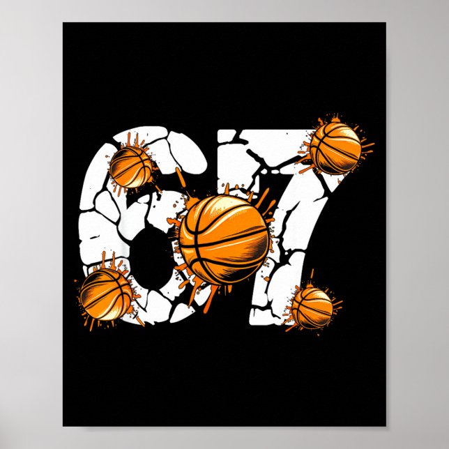 Affiche Basketball 67 Six Seven 6 7 Kids Funny Gen Alpha M (Devant)