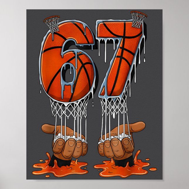 Affiche Basketball 67 Six Seven Funny Gen Alpha Meme Drip  (Devant)