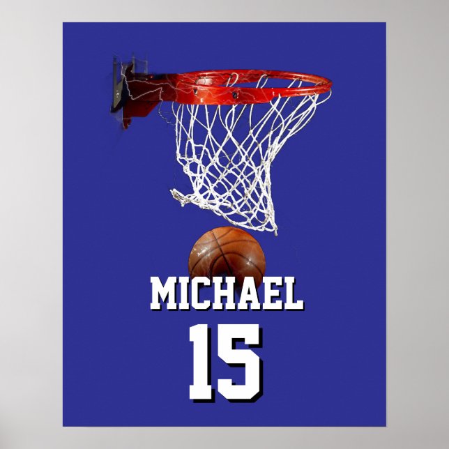 Affiche Basketball Ajoutez Votre Nom & Numéro Pop Art (Devant)