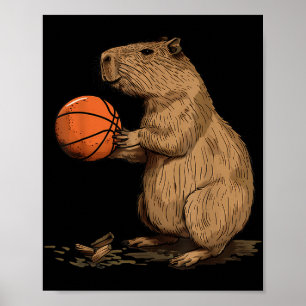 Affiche Basketball Animal Art Basketball Lover Capybara Dr