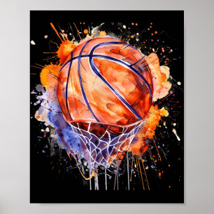 Affiche Basketball Aquarelle Artework Basketball Hop Colo