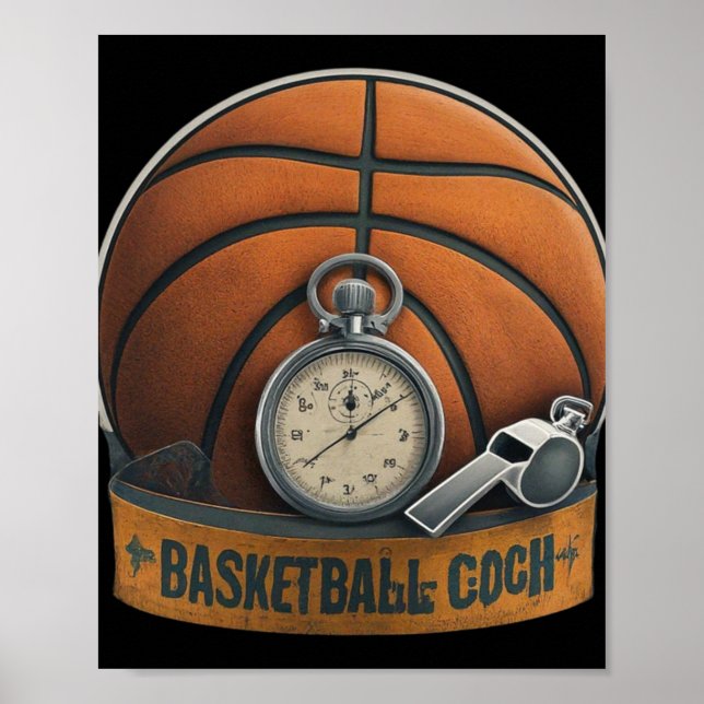 Affiche Basketball Coach Whistler Stopwatch (Devant)