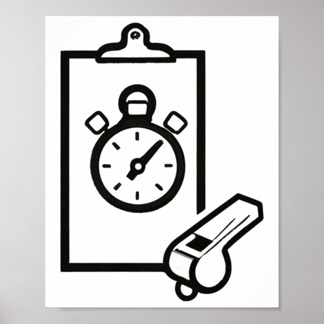 Affiche Basketball Coach Whistler Stopwatch (Devant)