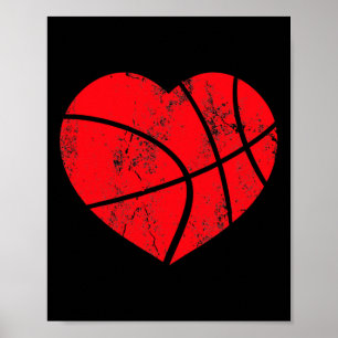 Affiche Basketball Coeur Amour Valentines Jour Sport Joueu