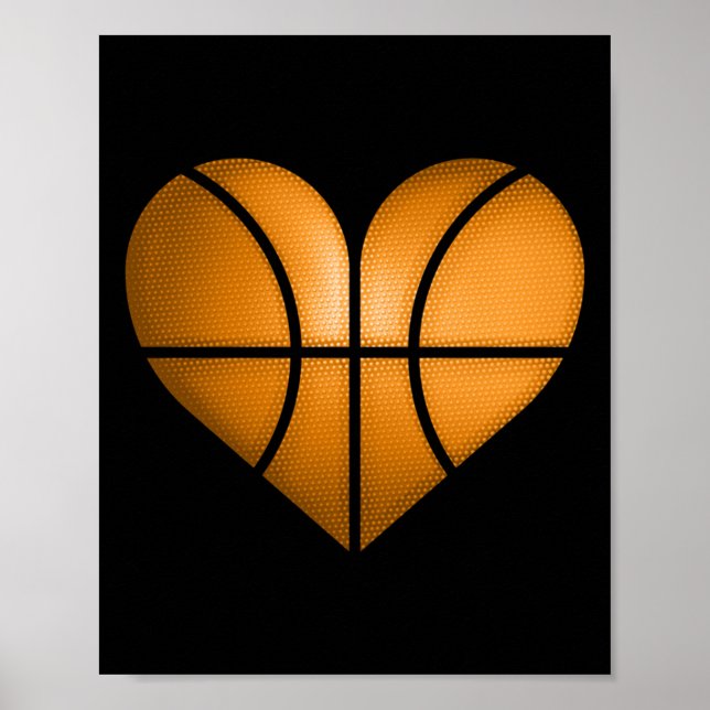 Affiche Basketball Coeur Design Drôle Cadeau Pour Valentin (Devant)
