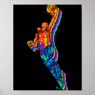 Affiche Basketball coloré Dunk Sport Abstrait Art Tank