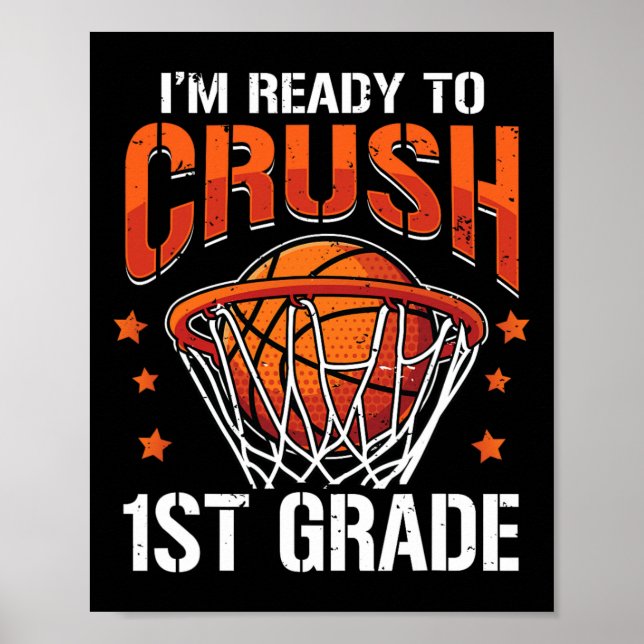 Affiche Basketball de 1ère année Revenir à l'école garçons (Devant)