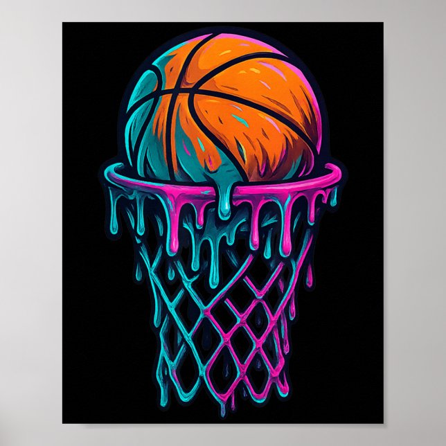 Affiche Basketball Drippy Pour Garçons Filles Enfants - Ba (Devant)