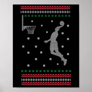 Affiche Basketball Dunking Cool de Noël Sport laide X-mas