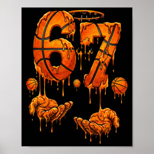 Affiche Basketball enfants 67 six sept anniversaire drôle