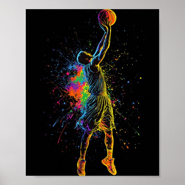 Affiche Basketball For Men Kids Youth Player Slam Dunk Tee (Devant)