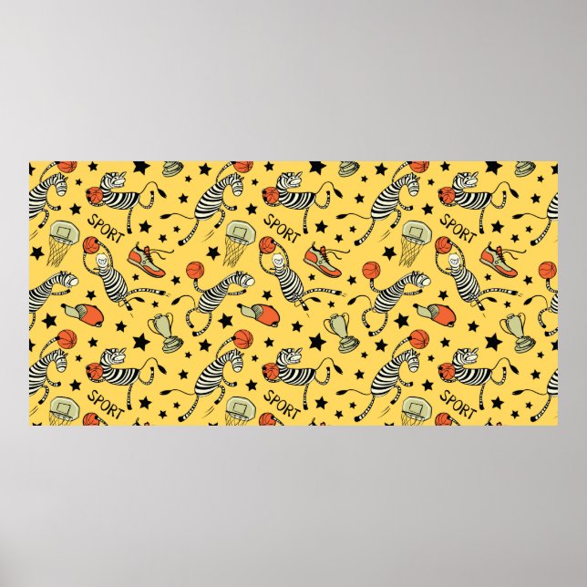 Affiche Basketball game seamless pattern with doodle cute  (Devant)