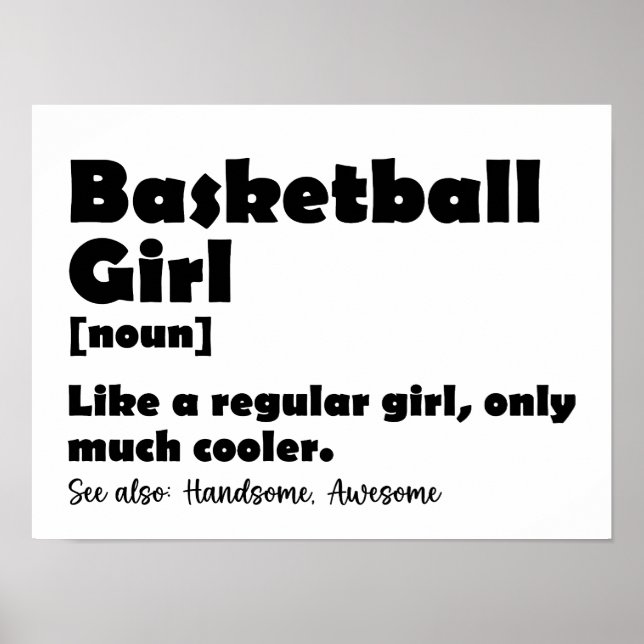 Affiche Basketball Girl Funny Dictionnaire Définition Fill (Devant)
