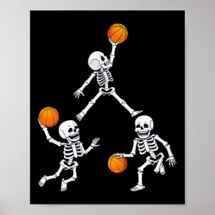 Affiche Basketball Halloween Skeleton Dunking Dribble Boys