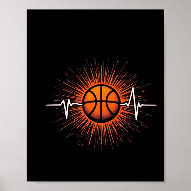 Affiche Basketball Heartbeat - Amour Pour Le Jeu Tee (Devant)