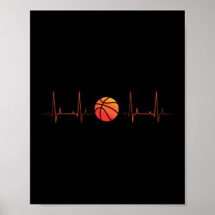 Affiche Basketball Heartbeat Coach Player Sports Athlète