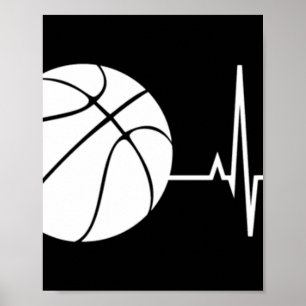 Affiche Basketball Heartbeat Ekg Basketball Coach