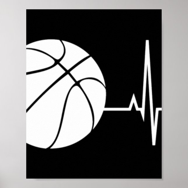 Affiche Basketball Heartbeat Ekg Basketball Coach (Devant)