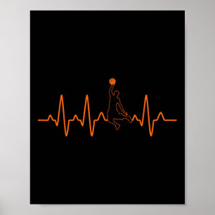 Affiche Basketball Heartbeat Player Ball Cadeau pour les h