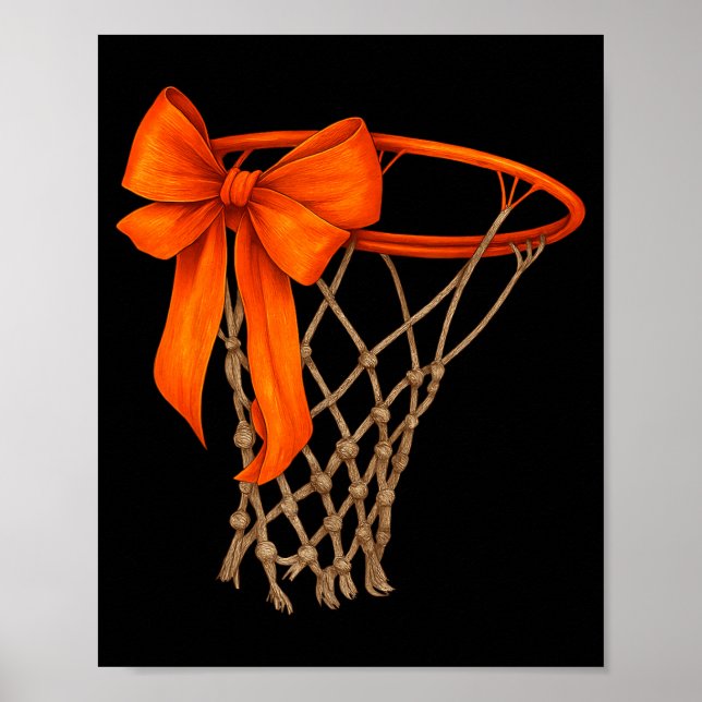 Affiche Basketball Hoop With Bow Cute Basketball Aesthetic (Devant)