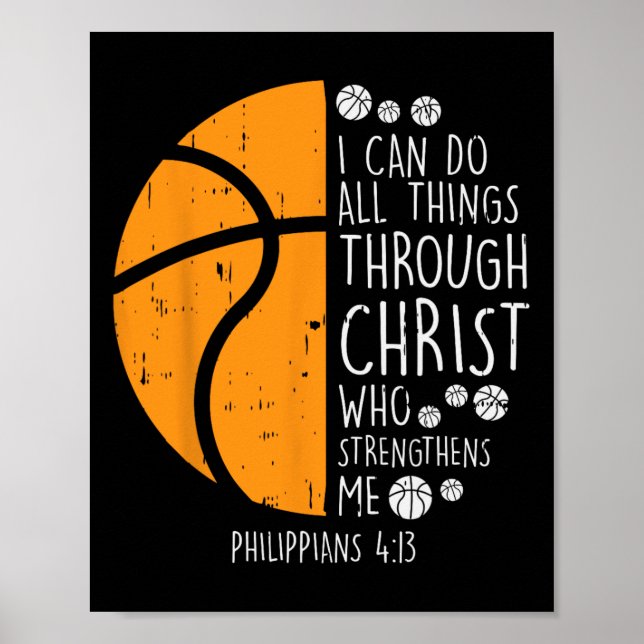 Affiche Basketball je peux faire des choses Bible Verse Di (Devant)