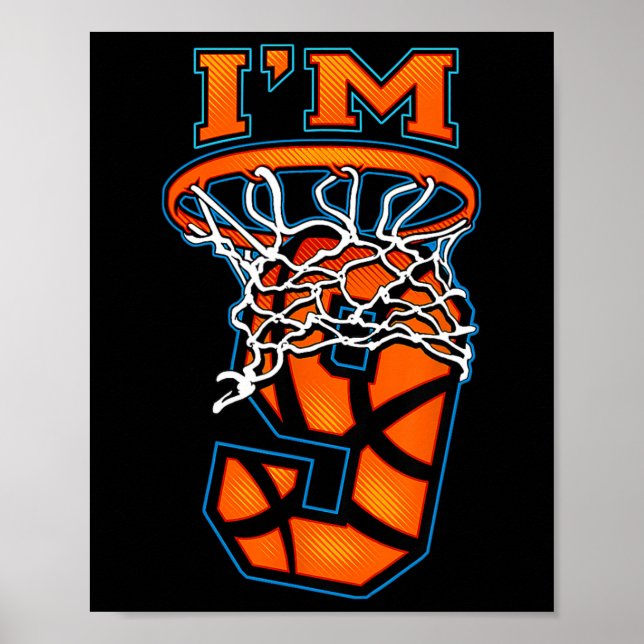 Affiche Basketball Je suis 9 Garçon Fille 9e Anniversaire (Devant)
