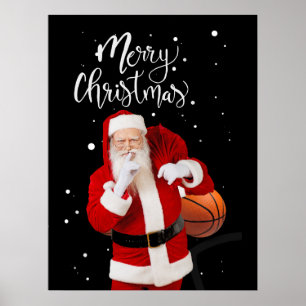 Affiche Basketball Joyeux Noël avec le Père Noël
