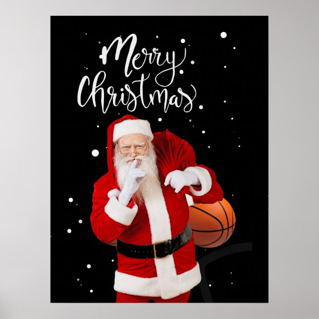 Affiche Basketball Joyeux Noël avec le Père Noël (Devant)