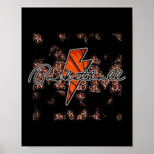 Affiche Basketball Maman léopard éclair boulon de basket g