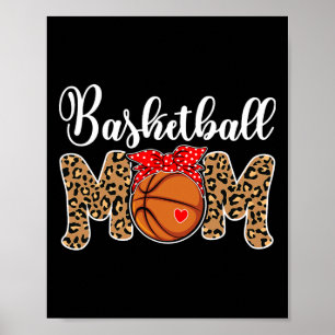 Affiche Basketball Maman Leopard Messy Bun Jeu Jour Fun Mo