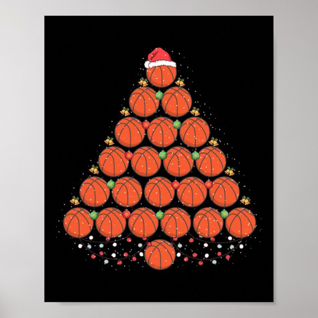 Affiche Basketball Noël Arbre tenue Noël Noël (Devant)
