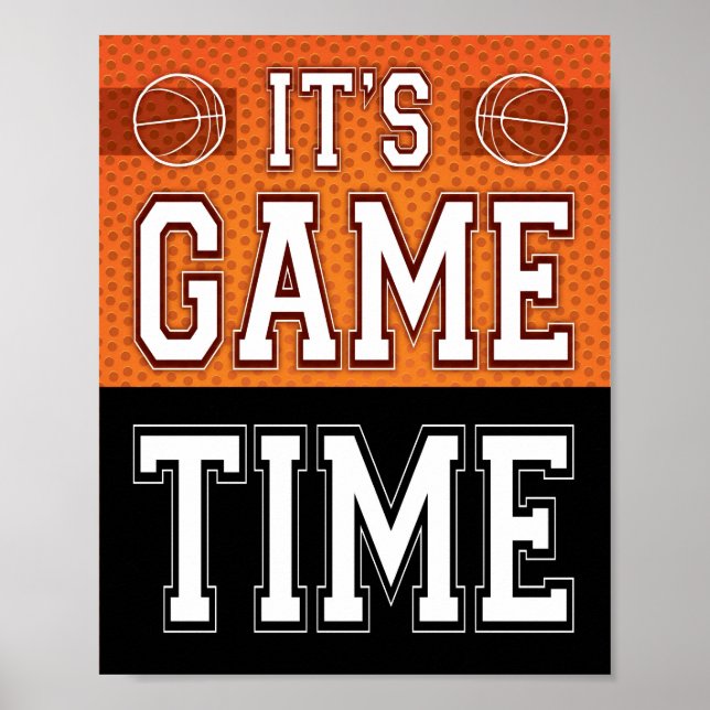 Affiche Basketball Party IT'S GAME TIME Signe Imprimer (Devant)