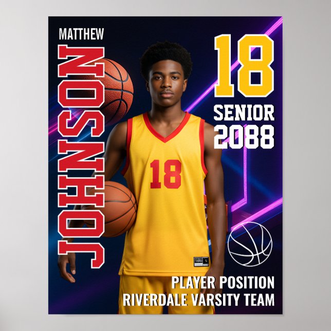 Affiche Basketball Player Senior Team Custom Photo Sports (Devant)