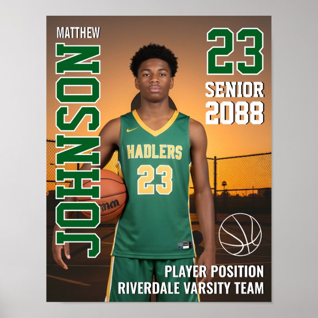 Affiche Basketball Player Senior Team Photo Gift Sports (Devant)